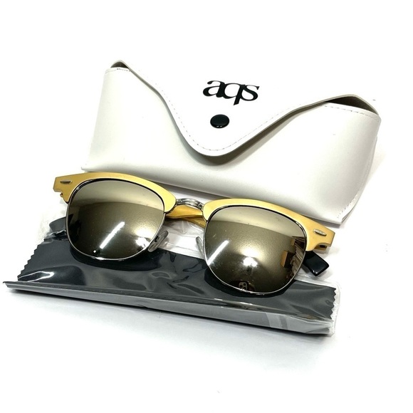NWT AQS Milo 49mm Clubmaster Sunglasses in Gold O277 main image 4